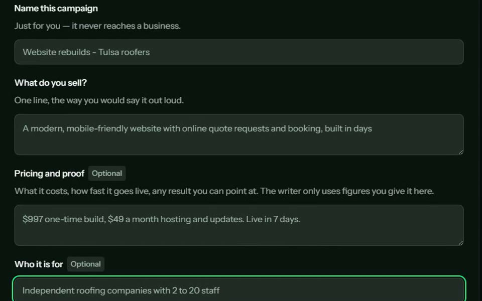 1. Pick your offer and city screenshot
