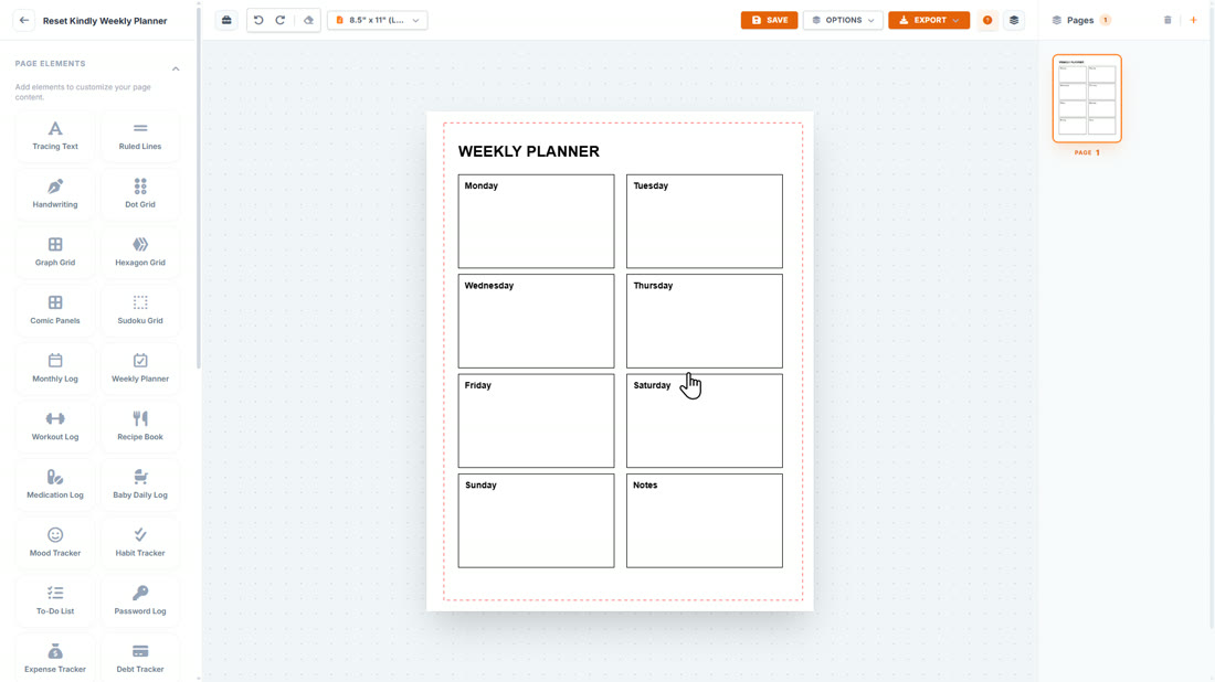 The KDP Builder with the Weekly Planner template