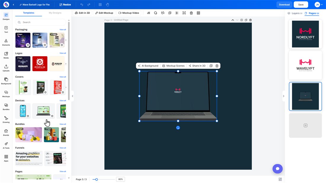 The Nordlyft logo on a 3D laptop mockup