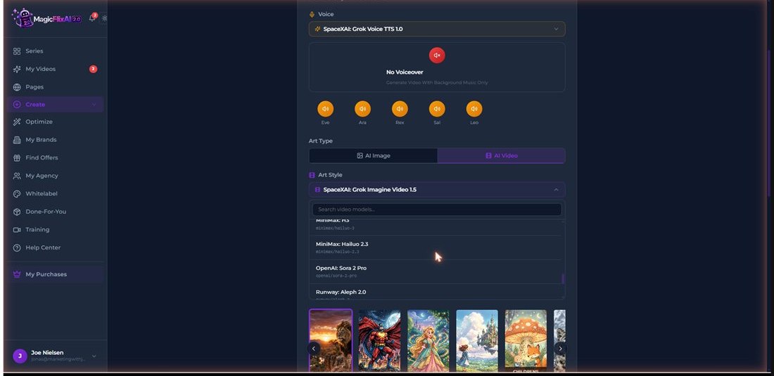 The video model list showing OpenAI Sora 2 Pro