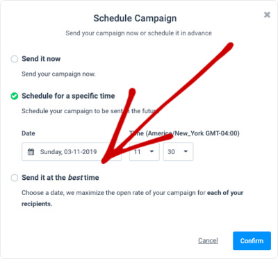 The send at best time setting in MailVio