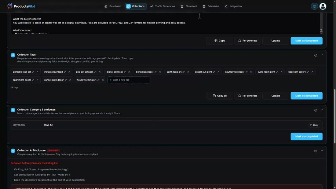The AI disclosure step and suggested price