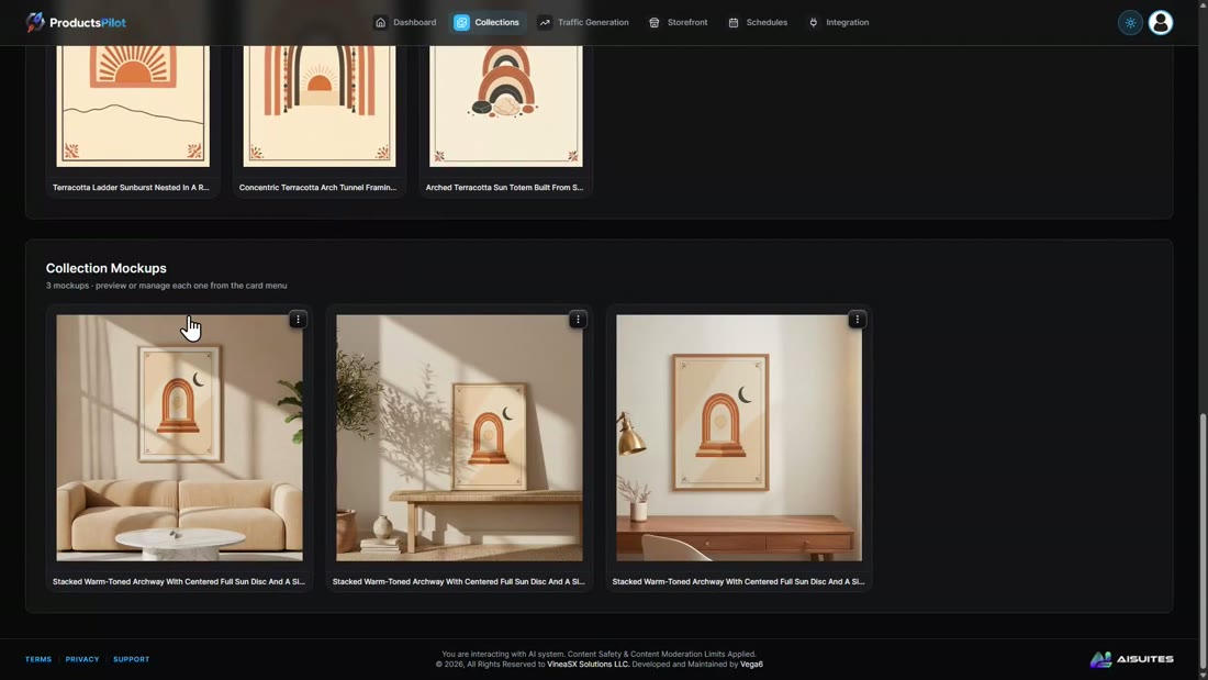 Three lifestyle mockups of one print
